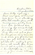 1932 Letter from Phoebe Bishop to daughter, Betty & family