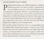 Alexander Squire Fletcher - Historical Note
